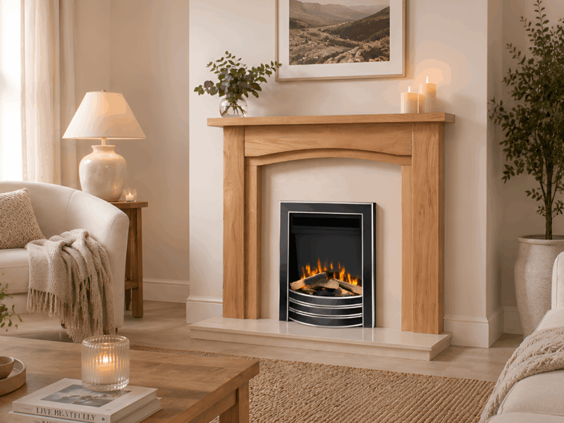 Alternative view of Dewsbury Solid Oak Electric Fire Suite