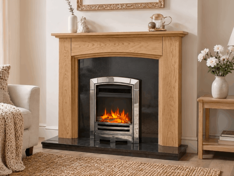 Lyndhurst Solid Oak Electric Fire Suite