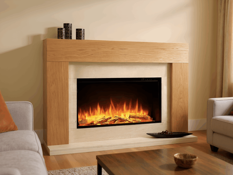 Milano Solid Oak Electric Fire Suite