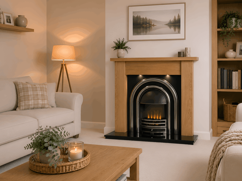 Alternative view of Siena Solid Oak Electric Fire Suite