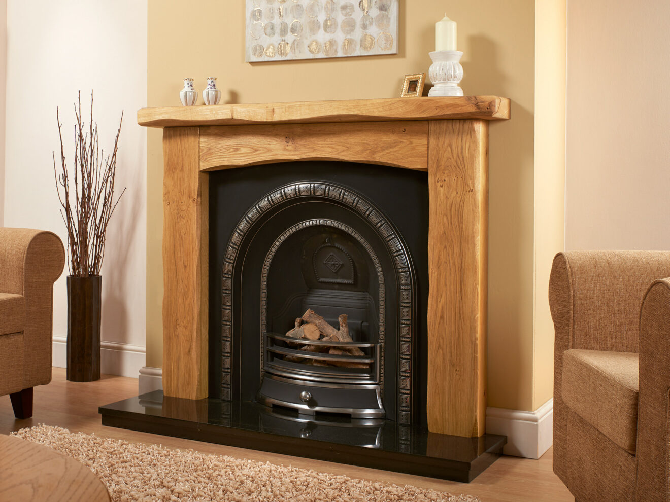 Waney Edge Arched Ashford Rustic Solid Oak Fire Surround - Designer ...