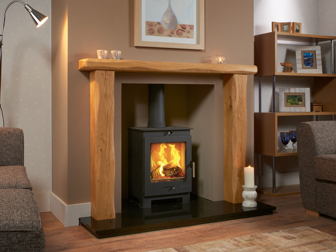 Waney Edge Oxford Rustic Solid Oak Fire Surround - Designer Fireplaces