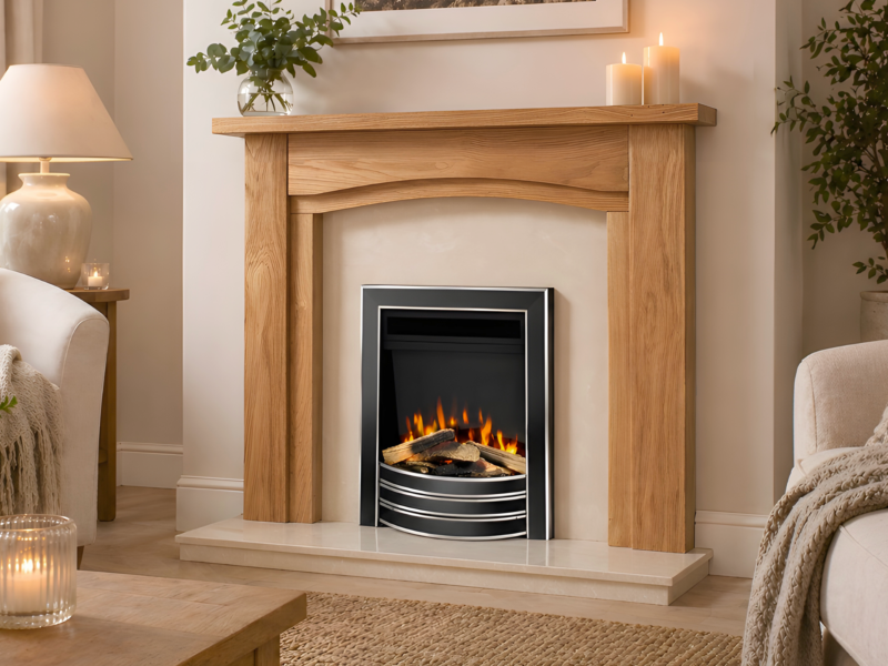 Dewsbury Solid Oak Electric Fire Suite