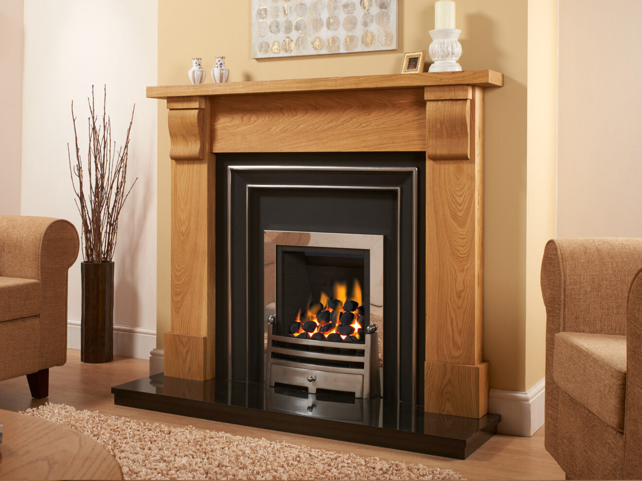 Capped Corbel Solid Oak Fire Surround - Designer Fireplaces