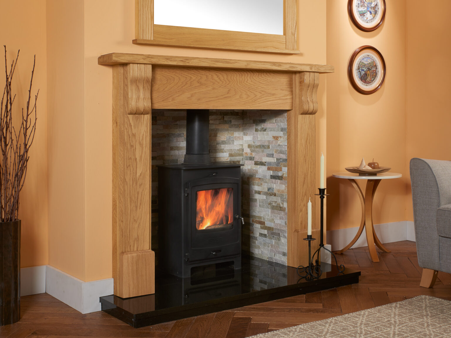 Fluted Corbel Solid Oak Fire Surround Designer Fireplaces