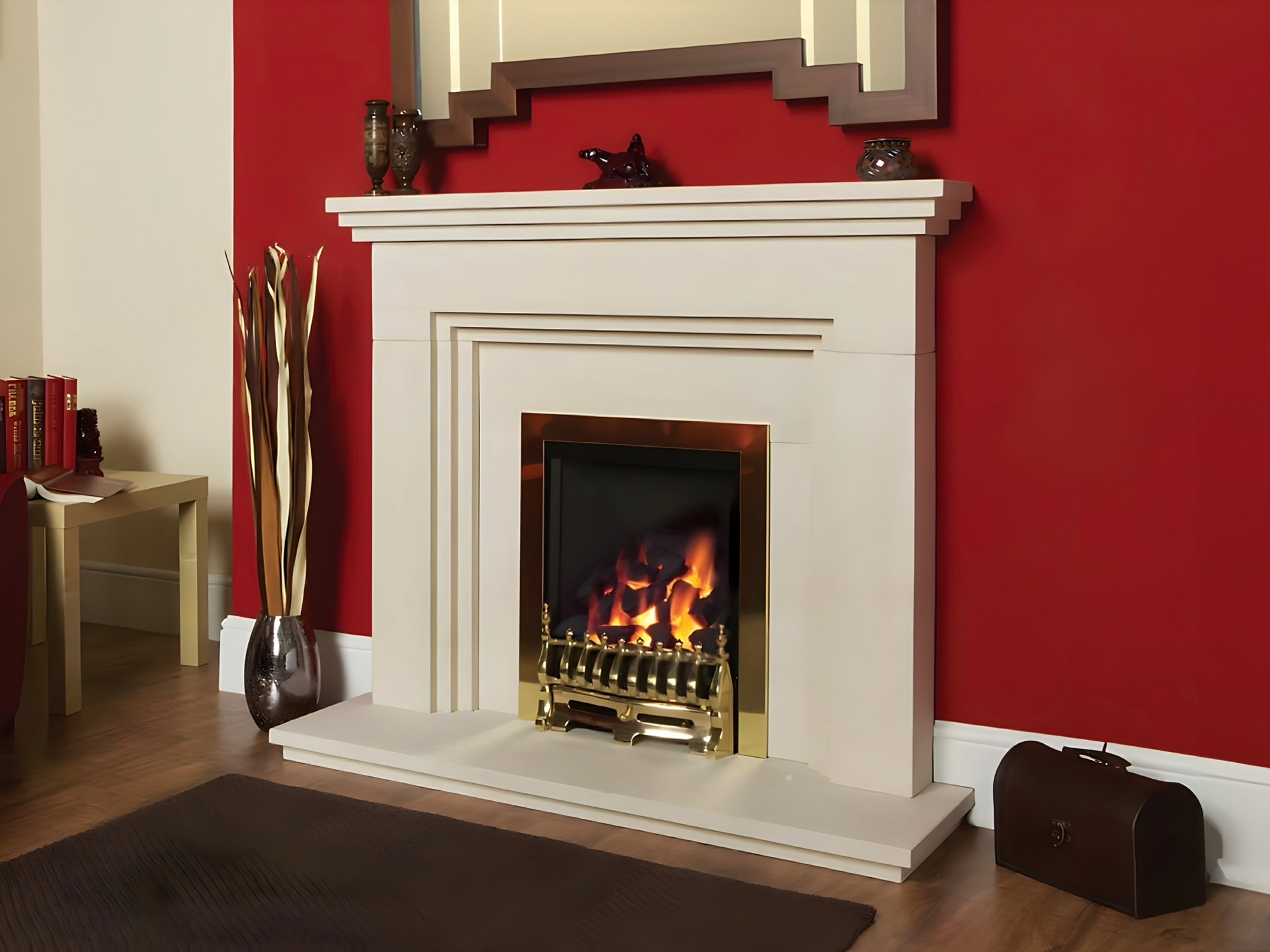 Designer Fireplaces' Luso Limestone Fireplace