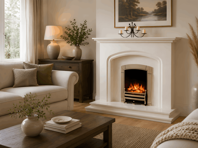 Alternative view of Morpeth Marble Electric Fire Suite