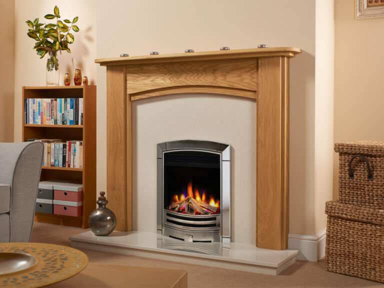 Arched Solid Oak Electric Fire Suite - Designer Fireplaces