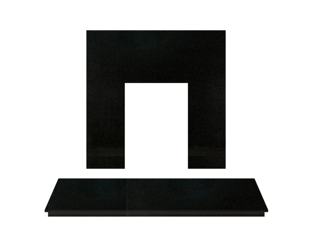 Polished Black Granite Fireplace Back Panel & Hearth Set Designer