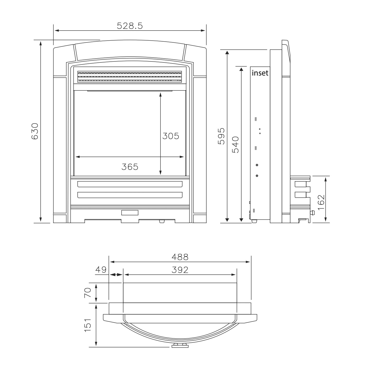 Flavel Proflame Decadence Electric Fire Dimensions