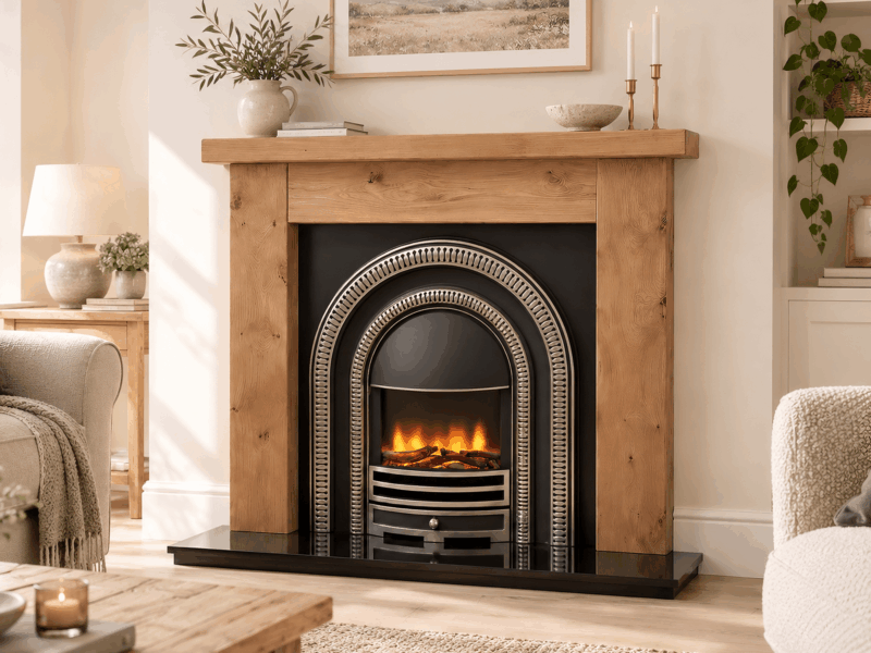 Rossano Rusic Solid Oak Electric Fire Suite